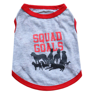 New Summer Pets Cotton Clothes With SQUAD GOALS And Dogs Printing Gray Vest For Small Dogs Cats