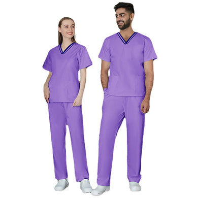 New Summer Men Women Thin V-neck Short Sleeve Nurse Shirt And Pants Suit Overalls Suit
