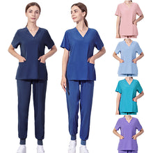Load image into Gallery viewer, New Women Summer V-neck Nurse Uniform Set Cosmetic Dental Hospital Surgical Suit Unisex Set
