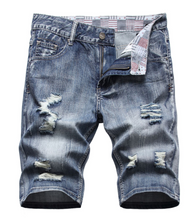 Load image into Gallery viewer, Men&#39;s Ripped Denim Shorts Summer Fashion Stretch Slim Fit Short Jeans Half Pants