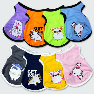 New Cartoon Small Dog Cat Summer Vest Puppy Clothes Breathable Mesh Vest Pet Cat Apparel