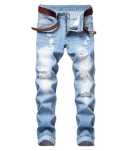 Load image into Gallery viewer, Mens Denim BIKER JEANS Stretch Fashion Pants Zipper Ripped Slim Fit Casual US