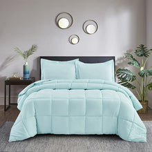 Load image into Gallery viewer, PRE Washed Down Alternative Comforter Set Twin -Reversible Shabby Chic Quilt Desgin -Box Stitched with 4 Corner Tabs -Lightweight for All Season -Aqua Duvet Comforter with 2 Pillow Shams