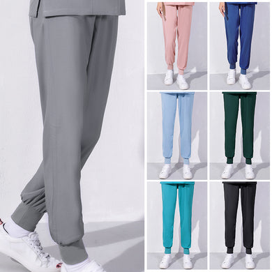 Women Nurse Thin Waist Stretch Work Pants Solid Color Elastic Fashion Pants For Summer