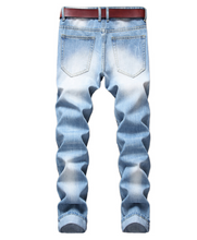 Load image into Gallery viewer, Mens Denim BIKER JEANS Stretch Fashion Pants Zipper Ripped Slim Fit Casual US