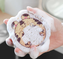 Load image into Gallery viewer, Compressed Wood Pulp Sponge Wipe Cartoon Dish Wipe Kitchen Clean Sponge Sheet Water Absorbent Oil Sponge