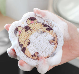 Compressed Wood Pulp Sponge Wipe Cartoon Dish Wipe Kitchen Clean Sponge Sheet Water Absorbent Oil Sponge