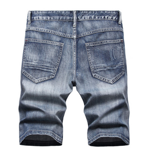 Men's Ripped Denim Shorts Summer Fashion Stretch Slim Fit Short Jeans Half Pants