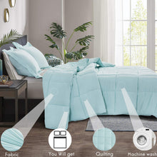 Load image into Gallery viewer, PRE Washed Down Alternative Comforter Set Twin -Reversible Shabby Chic Quilt Desgin -Box Stitched with 4 Corner Tabs -Lightweight for All Season -Aqua Duvet Comforter with 2 Pillow Shams