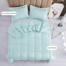 Load image into Gallery viewer, PRE Washed Down Alternative Comforter Set Twin -Reversible Shabby Chic Quilt Desgin -Box Stitched with 4 Corner Tabs -Lightweight for All Season -Aqua Duvet Comforter with 2 Pillow Shams