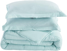 Load image into Gallery viewer, PRE Washed Down Alternative Comforter Set Twin -Reversible Shabby Chic Quilt Desgin -Box Stitched with 4 Corner Tabs -Lightweight for All Season -Aqua Duvet Comforter with 2 Pillow Shams