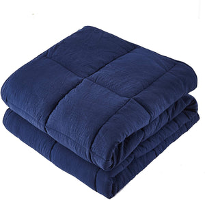 Pre Washed Down Alternative Comforter Set Twin - Reversible Shabby Chic Quilt Design - Box Stitched with 4 Corner Tabs - Lightweight for All Season - Navy Blue Duvet Comforter with 2 Pillow Shams