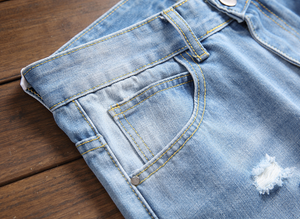Mens Denim BIKER JEANS Stretch Fashion Pants Zipper Ripped Slim Fit Casual US