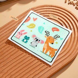 Compressed Wood Pulp Sponge Wipe Cartoon Dish Wipe Kitchen Clean Sponge Sheet Water Absorbent Oil Sponge