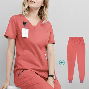 New Women Summer V-neck Nurse Uniform Set Breathe Freely Surgical Suit All-season Set