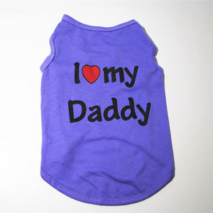 Spring Summer Dogs Cats Vest I Love Daddy & Mommy Cotton Vest Apparel Puppy Clothes
