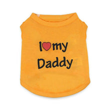 Load image into Gallery viewer, Spring Summer Dogs Cats Vest I Love Daddy &amp; Mommy Cotton Vest Apparel Puppy Clothes